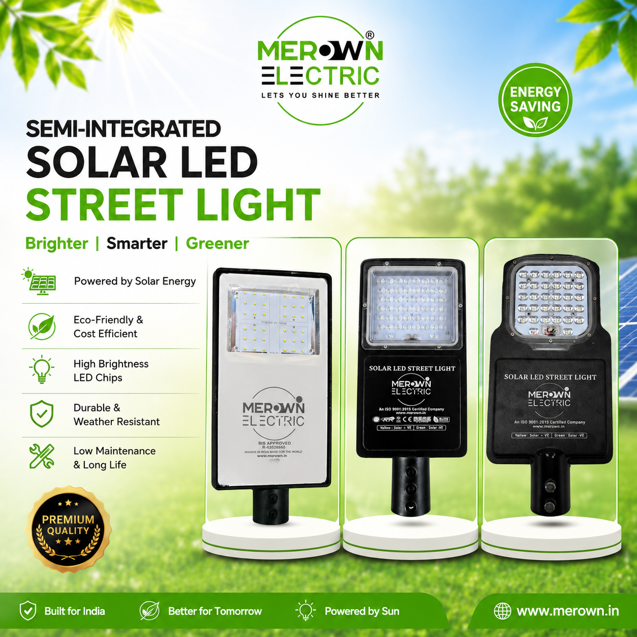 Solar semi-Integrated solar street lights-merown