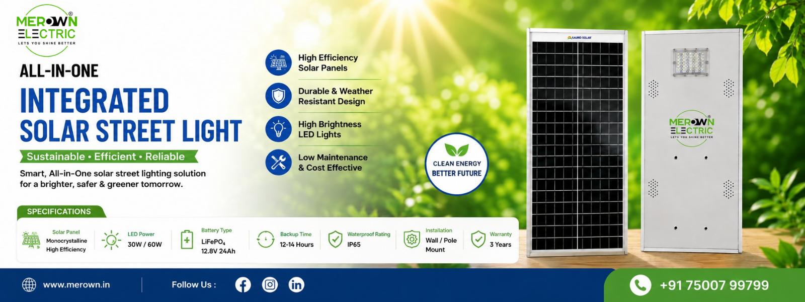 Fully Integrated All in One Solar Street Light